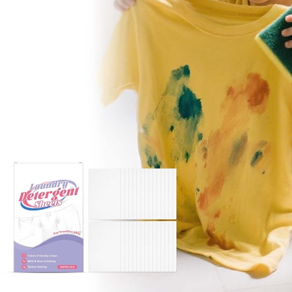 Laundry Detergent Sheets - 30pcs Eco-Friendly Stain Remover, Travel-Friendly, Plastic-Free, Gentle on Clothes, Space-Saving for All Washing Machines