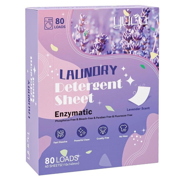 Laundry Detergent Sheets, 40 Laundry Sheets, Eco-Friendly, Plastic-Free, Space Saving, Fast Dissolve & Hypoallergenic, Laundry Detergent for Home Dorms Essentials