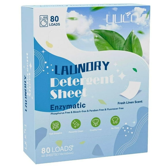Laundry Detergent Sheets, 40 Laundry Sheets, Eco-Friendly, Plastic-Free, Space Saving, Fast Dissolve & Hypoallergenic, Laundry Detergent for Home Dorms Essentials