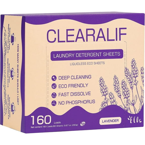 Laundry Detergent Sheets 80 Sheets (Up to 160 Loads), Lavender - Great For Apartments, Dorms,Eco Friendly