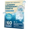 thumbnail image 1 of STEAM AND GO 3-in-1 Ultra Concentrated Dissolvable Laundry Detergent Sheets, Boutique Hotel Scent, 30 Count, 1 of 8