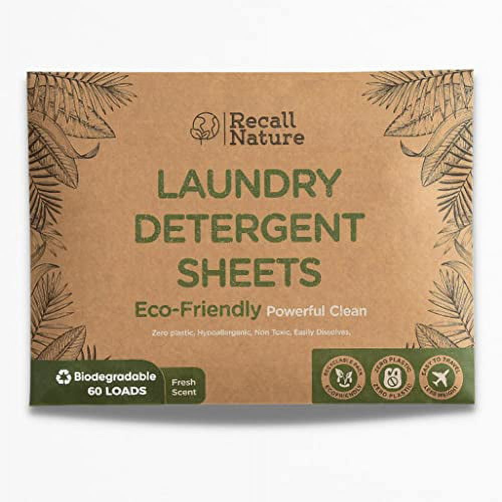 Earth Breeze Laundry Detergent Sheets - Fresh Scent - No Plastic Jug (60  Loads) 30 Sheets, Liquidless Technology…