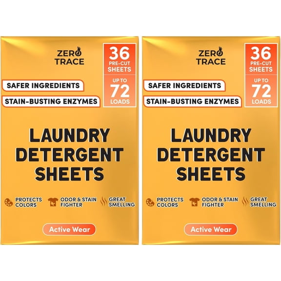 Laundry Detergent Sheets - Formulated for Sweat and Work Clothes- Plastic Free Eco-friendly (Active Wear 144 Loads)