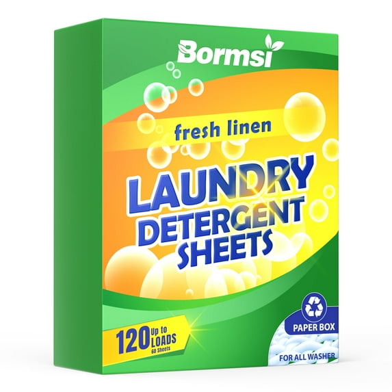 Laundry Detergent Sheets Fresh Scent 120 Loads No Plastic Jug, Travel Laundry Soap Detergent 60 Sheets