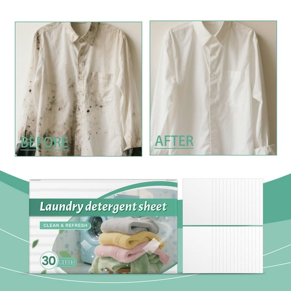 Laundry Detergent Sheets, Laundry Cleaning Tablets, Home Laundry Cleaning Solution for All Fabrics, Efficient Powerful Cleaning, Space-Saving Compact Design, Safe Natural Ingredients