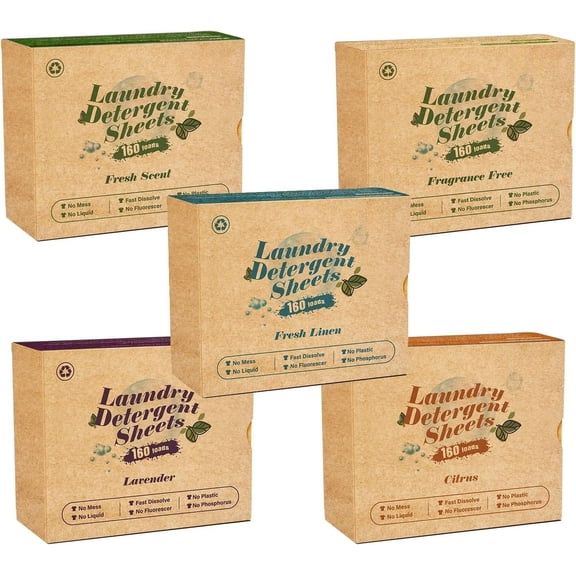 Laundry Detergent Sheets Multiple Scent 800 Loads  For  Dorm Travel Apartments Save Space Easy to Use