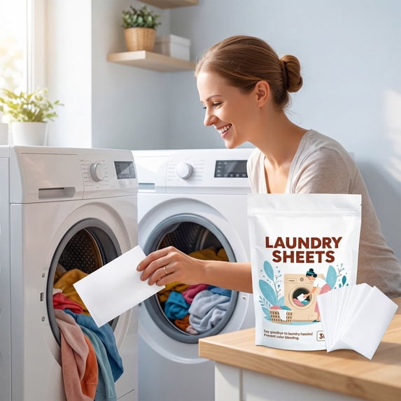 Laundry Detergent Sheets Plastic Free Cleaning Strips For Clothes Portable Travel Washing Soap Paper Unscented 30 Count
