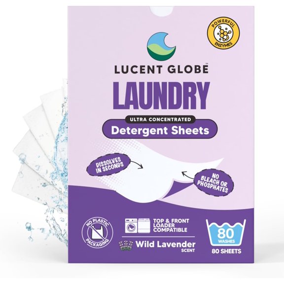 Laundry Detergent Sheets. Pre-Measured Laundry Sheets. Powerful Stain Removal. Works in All Clothes Washers. World's Best Smelling Laundry Detergent. (1 Pack - 80 Washes, Lavender)