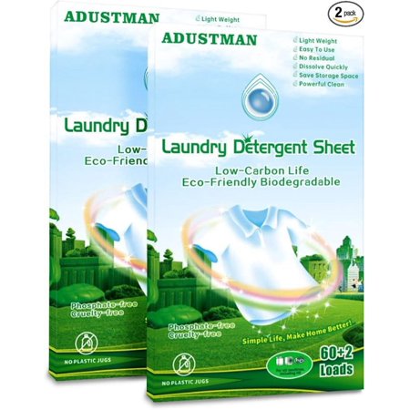 Laundry Detergent Sheets (Strips) 124 Loads 2 Pack Fresh Breeze Liquid-Less Technology