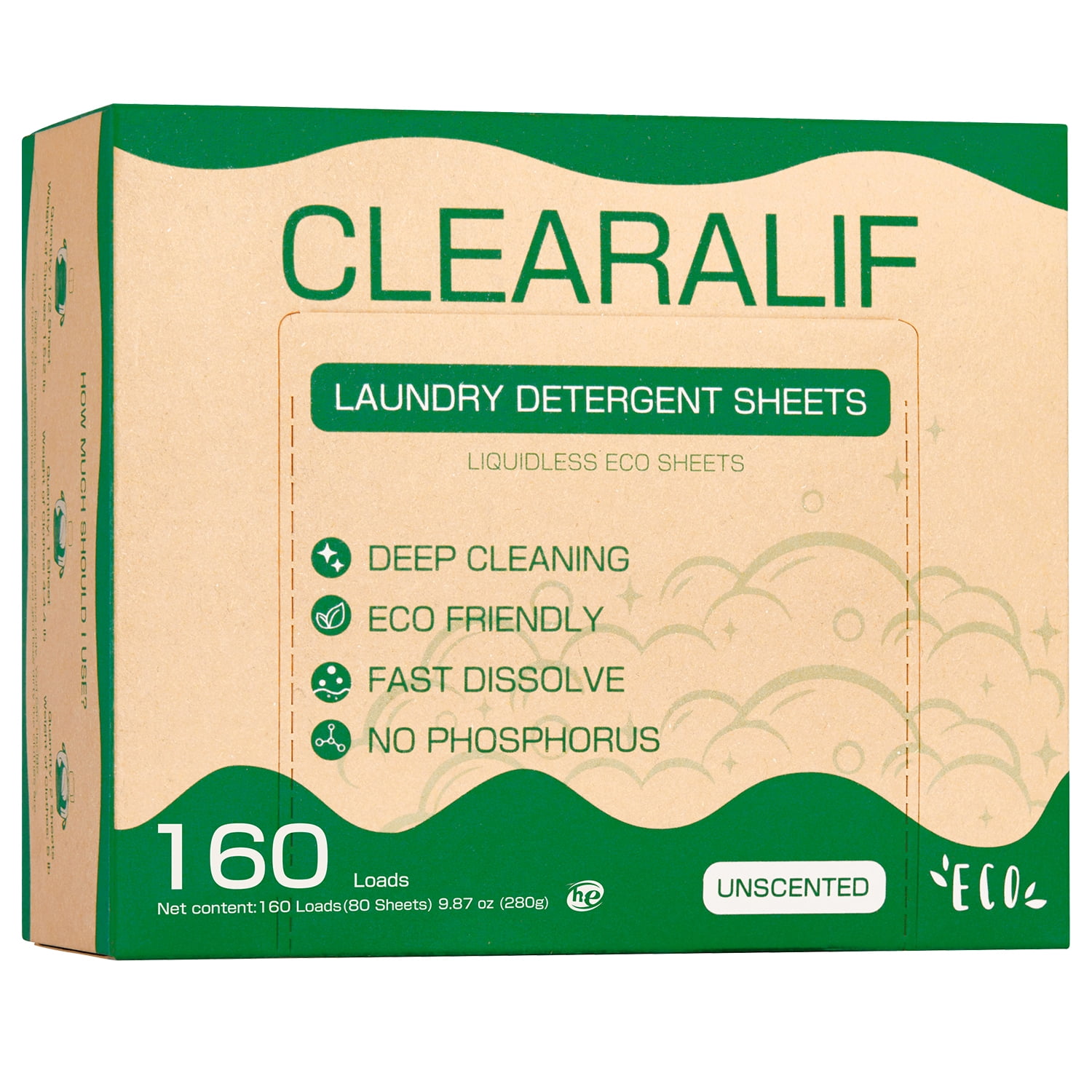 Laundry Detergent Sheets Up to 160 Loads, Unscented Great For Travel