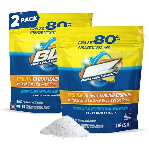Laundry Detergent , Stain and Odor Eliminator for Tough Stains Like Grass  and  ,  Laundry Detergent, Color Safe, HE Safe, Unscented, Pack of 2, 16 oz Total