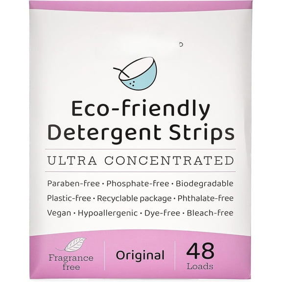 , Laundry Detergent Strips - Free, Unscented, Ultra Concentrated, Earth Friendly No Plastic - Lightweight and For , Dorms, Travel, Camping