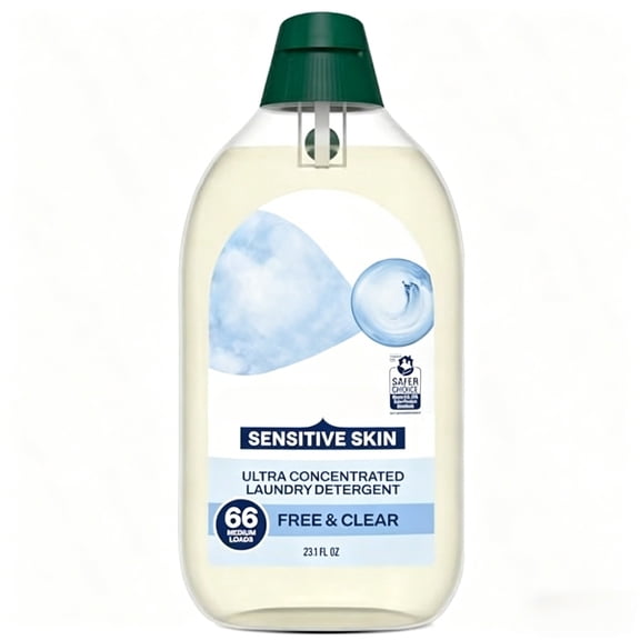 Laundry Detergent, Ultra Concentrated: 66 Loads, Free & Clear Designed for Sensitive Skin, 23.1 Fl Oz