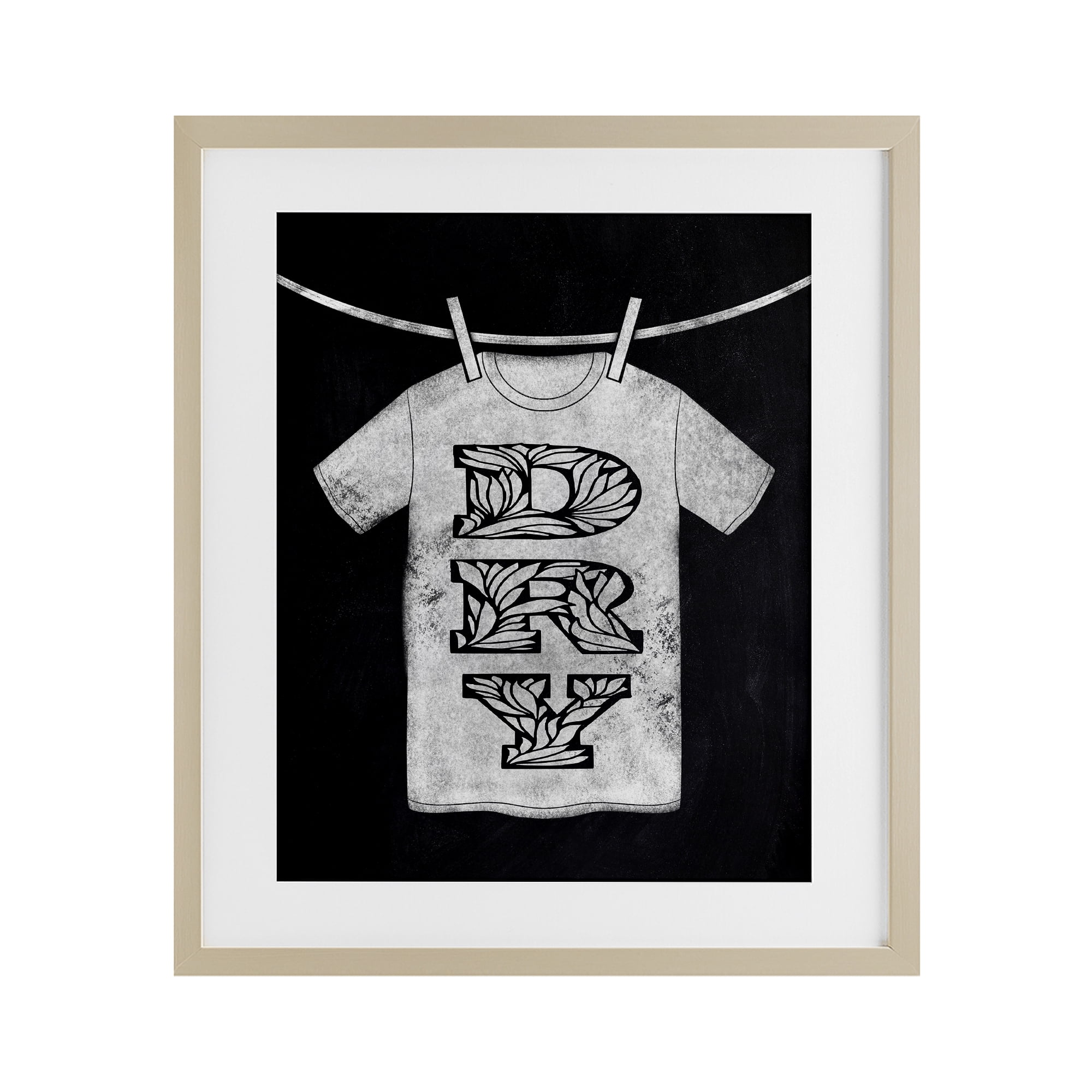 Laundry Dry Ornate Letters Birch Framed Print Under Glass, design by Marcus Prime
