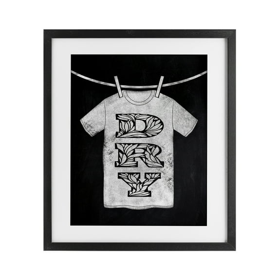 Laundry Dry Ornate Letters Black Framed Print Under Glass, design by Marcus Prime