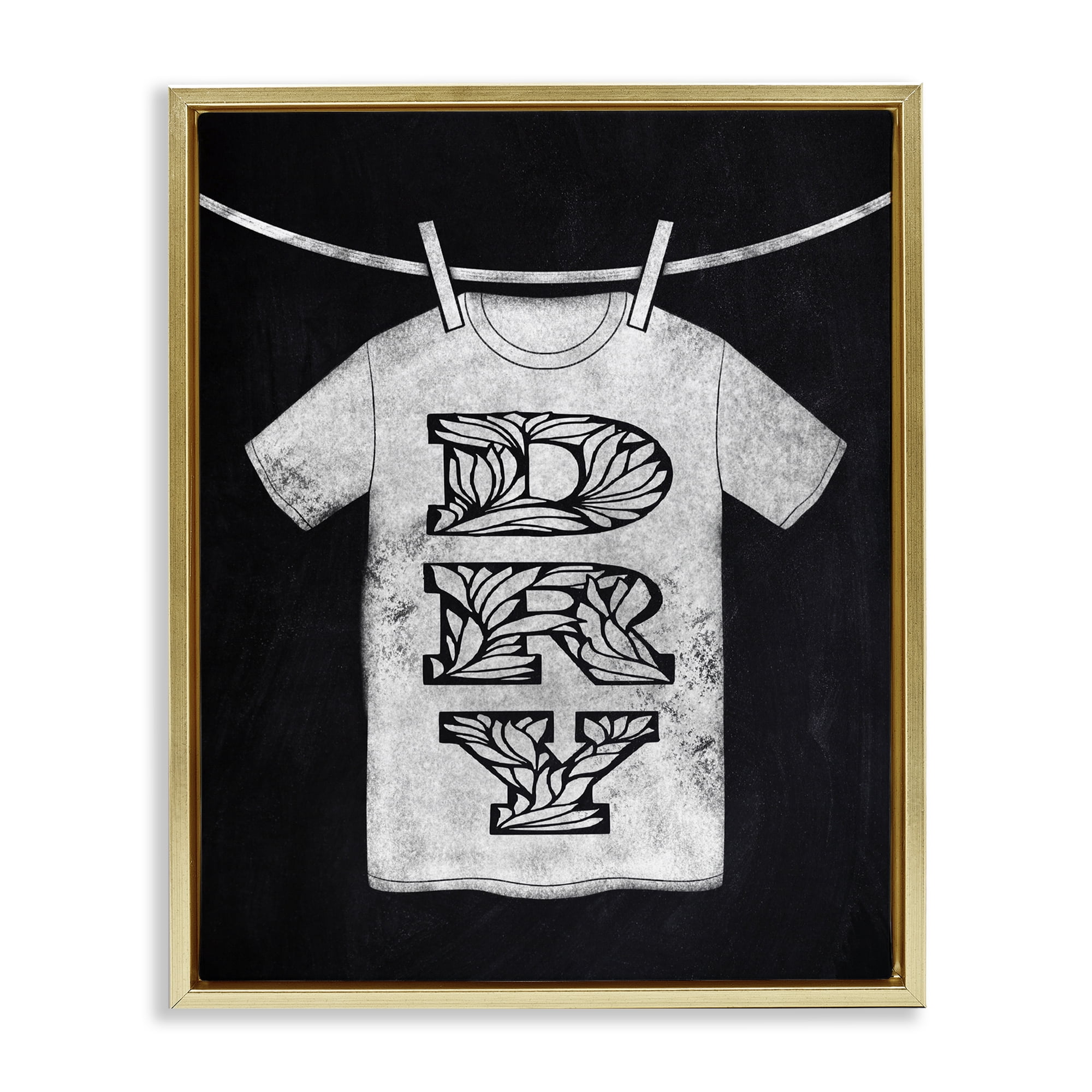 Laundry Dry Ornate Letters Gold Framed Floater Canvas Wall Art, design by Marcus Prime