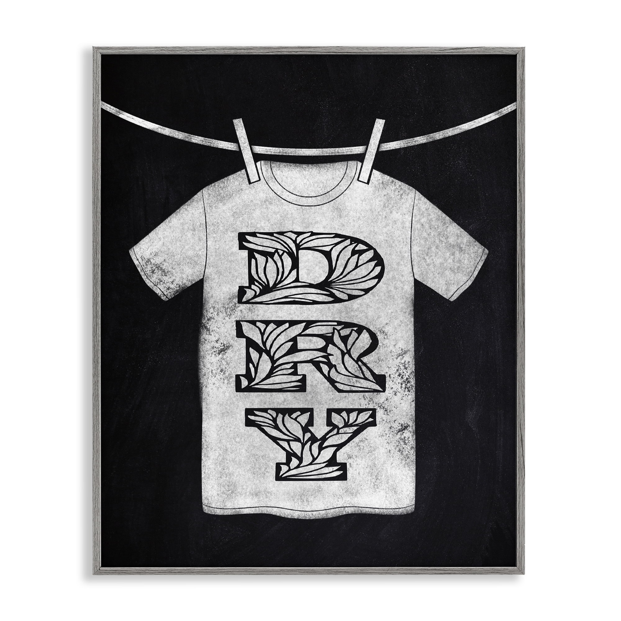 Laundry Dry Ornate Letters Gray Framed Giclee Art, design by Marcus Prime