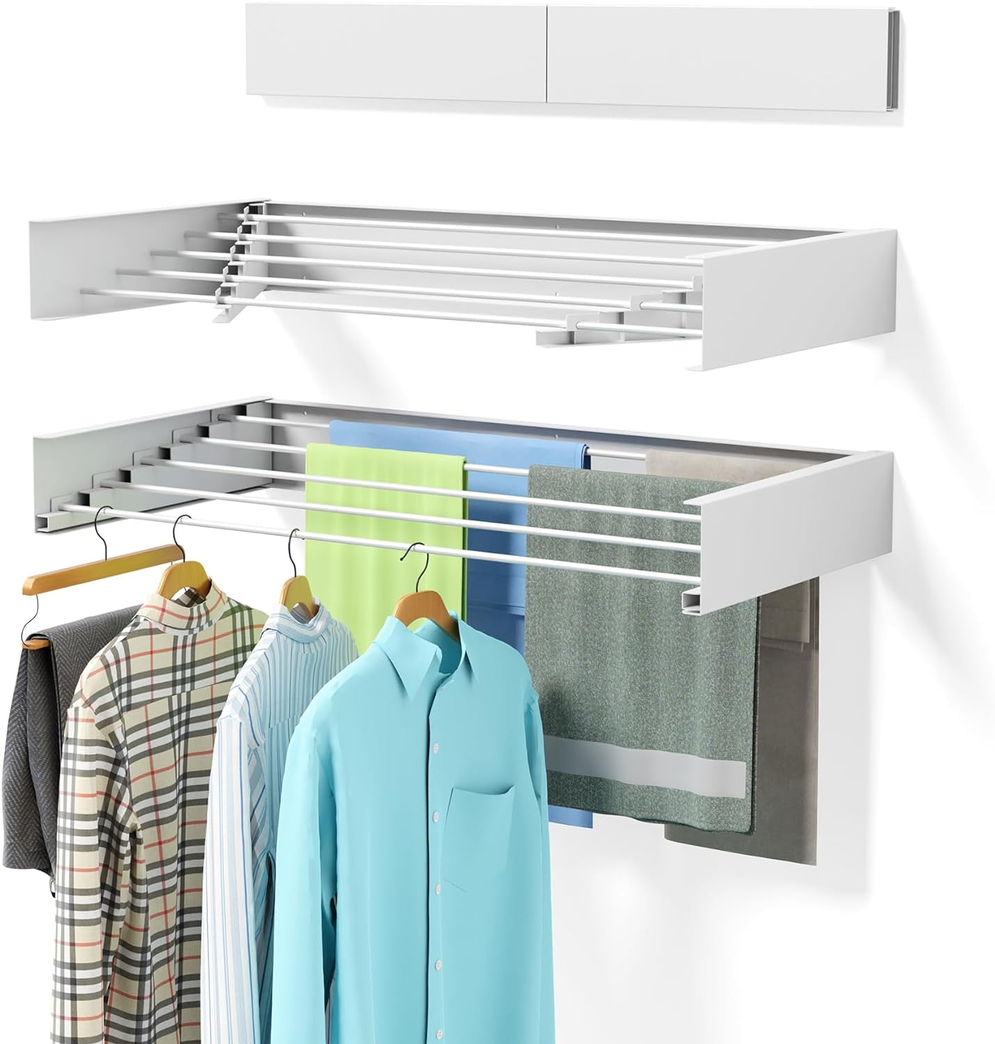 Collapsable Coat Racks Laundry Drying Rack Collapsible, Wall Mounted, Clothes Drying Rack, 31. ...