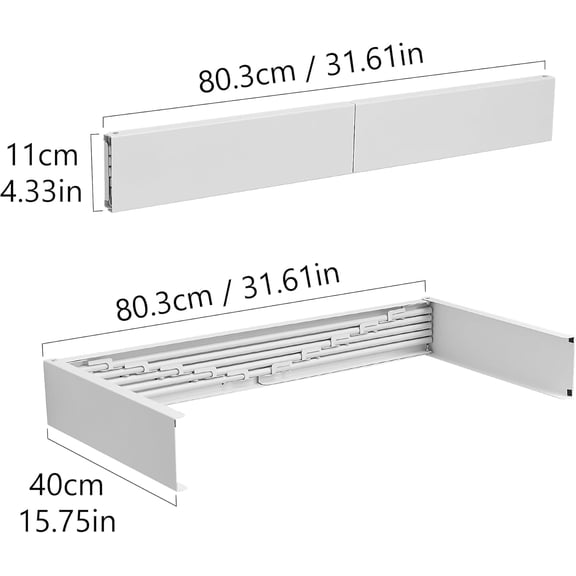 Laundry Drying Rack Collapsible, Wall Mounted Clothes Drying Rack, Retractable Drying Rack, 31.5" Wide, 5 Aluminum Rods, 60 lb Capacity (White 31.5")
