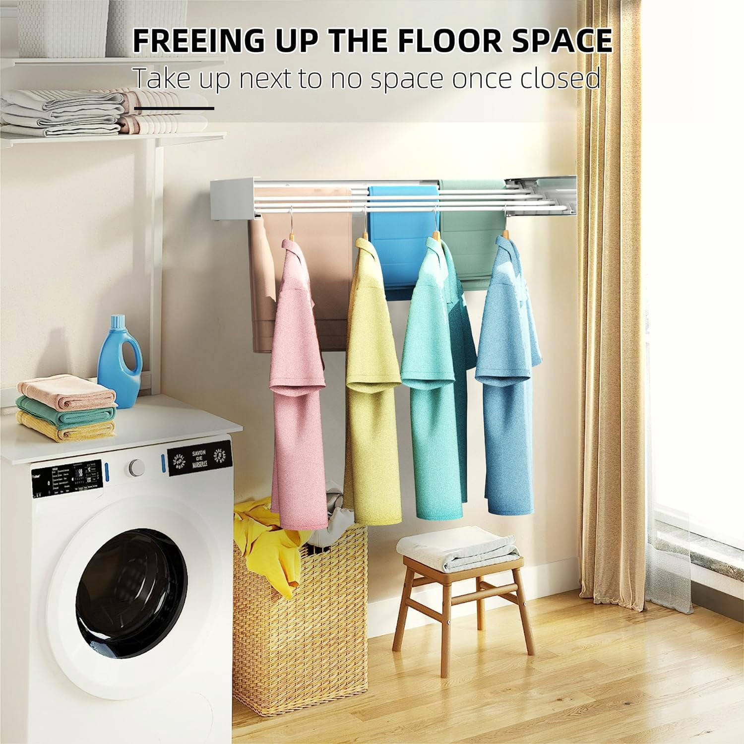 Laundry Drying Rack Collapsible, Wall Mounted Clothes Drying Rack ...