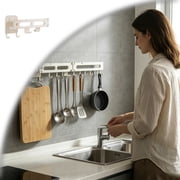Laundry Drying Rack - Wall Mounted Clothes Hanger with Swing Arm, Muti Hooks Laundry Hanger & Swivel Hanging Bar for Laundry Room Closet