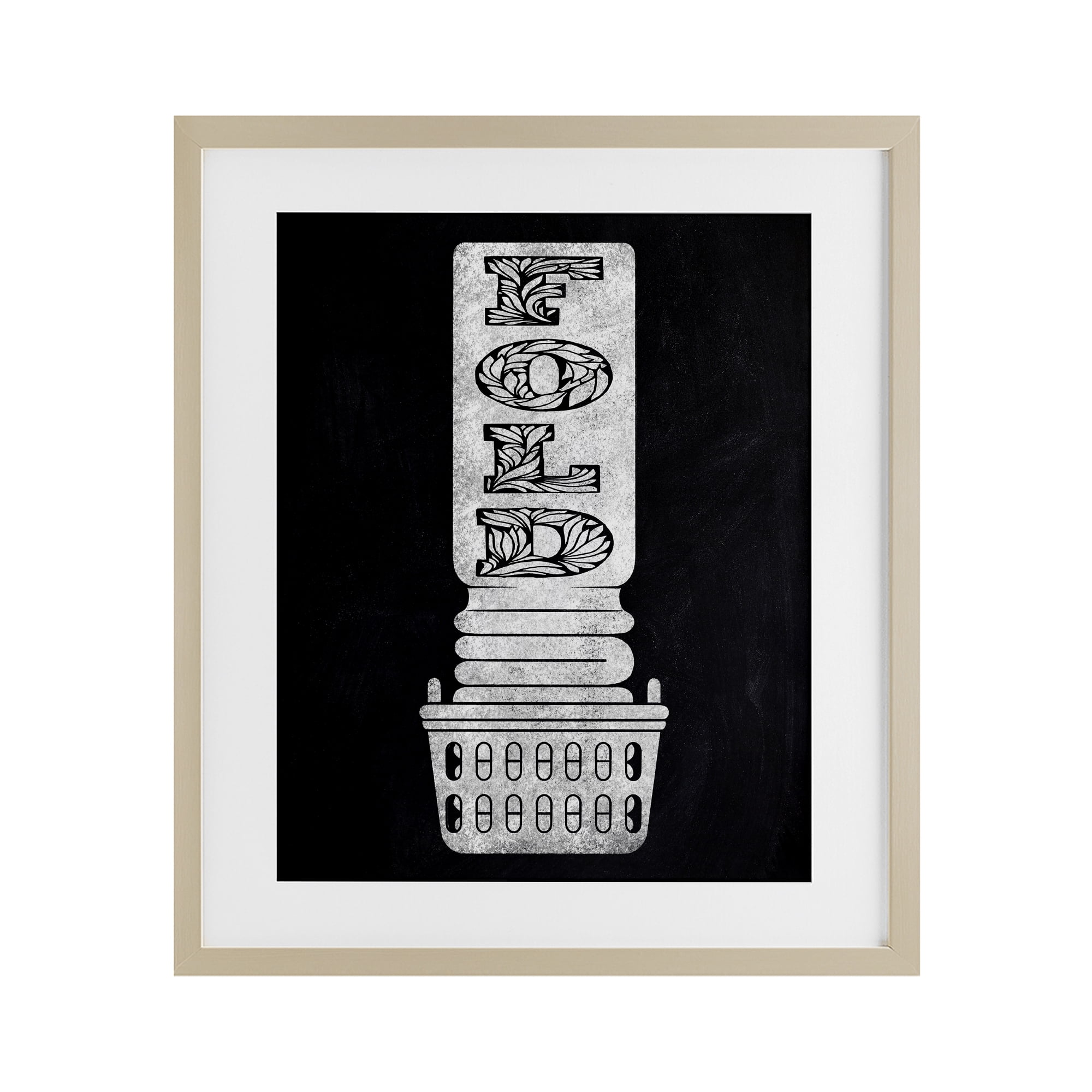 Laundry Fold Ornate Letters Birch Framed Print Under Glass, design by Marcus Prime