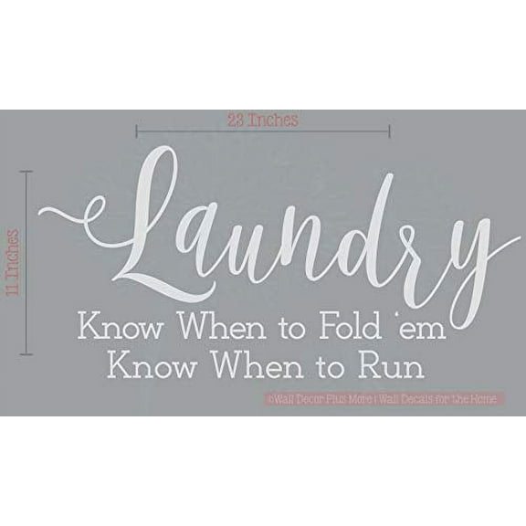 Laundry, Fold or Run Vinyl Lettering Art Funny Home Decor Quote Wall Stickers, 23x11-Inch, Light Gray