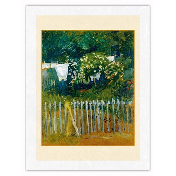 Laundry in the Garden in Kandern Germany - From an Original Color Painting by August Macke c.1907 - Japanese Unryu Rice Paper Art Print (Unframed) 18 x 24 in