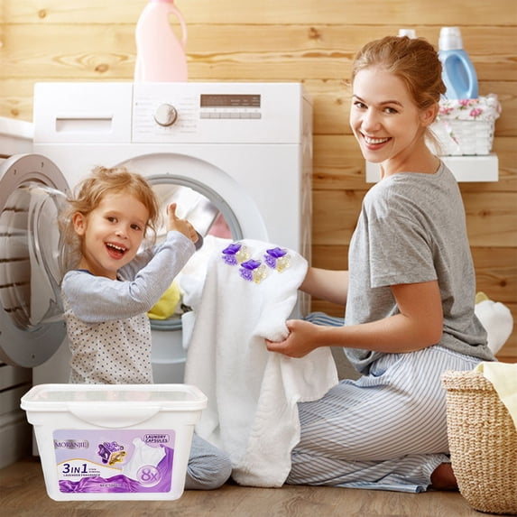 Laundry Gel Stain Remover 50 Pods - Long Lasting Freshness, Color Protection - Cleaning Laundry Gel Powerful Grease Remover, Fabric Softener