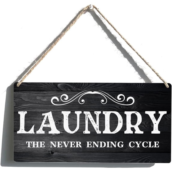 Linken Roo Laundry Gift Sign Laundry The Never Ending Cycle - Farmhouse Hanging ...