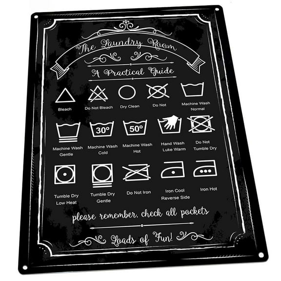 Laundry Guide 9"x12" Metal Sign, Wall Decor for Porch, Patio, or Deck