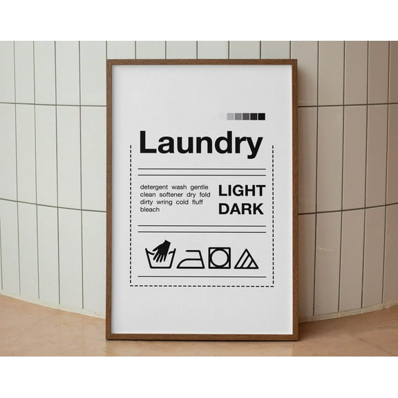 Laundry Guide Print Wash Room Art Laundry Wall Art Decor Black + White Utility Room Poster Laundry Room Wall Hang For Home Refresh Wall Art, Modern Wall Decor, 24x36 UNFRAMED