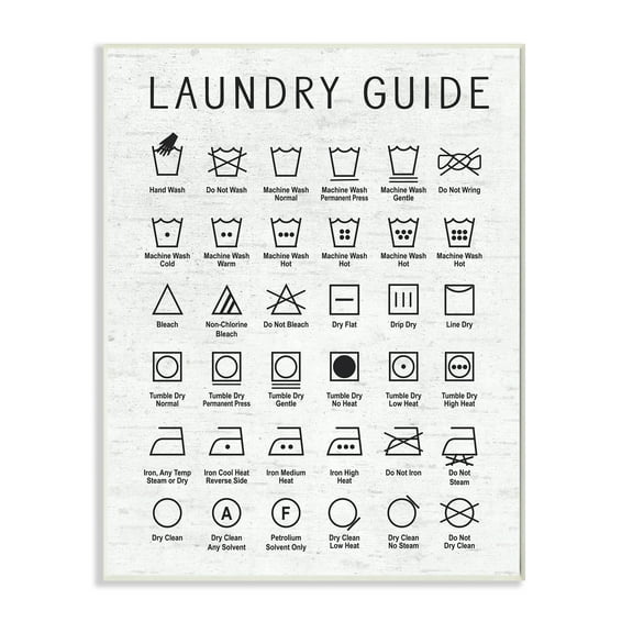 Stupell Industries Laundry Guide Simple Shapes Diagram Distressed Pattern,13 x 19,Designed by Lettered and Lined