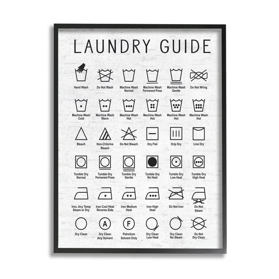Laundry Guide Simple Shapes Diagram Distressed Pattern 16 in x 20 in Framed Painting Art Prints, by Stupell Home Décor