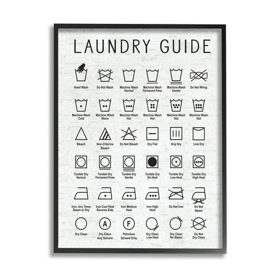 Stupell Industries Laundry Guide Simple Shapes Diagram Distressed Pattern,24 x 30,Designed by Lettered and Lined