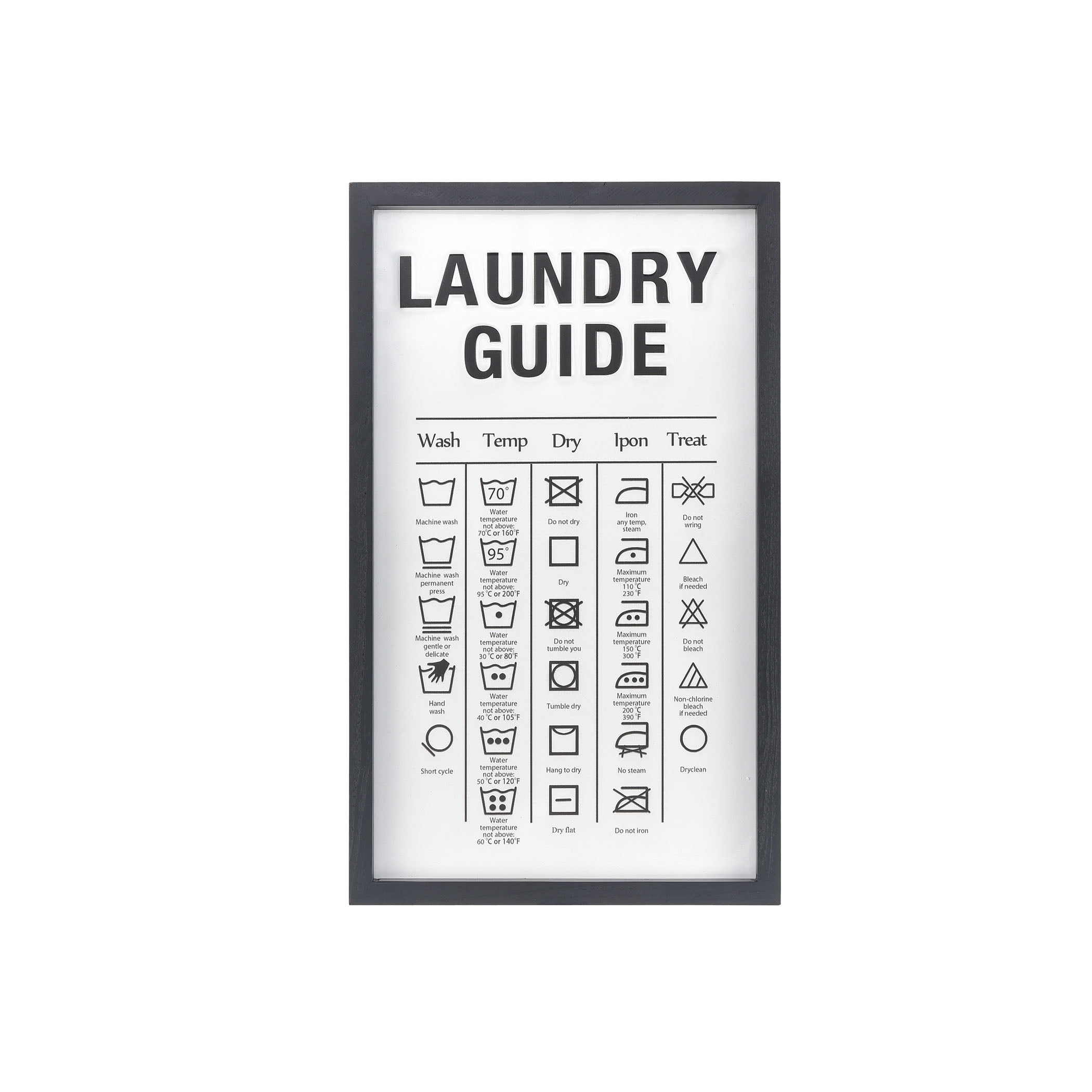 Laundry Guide Wall Decor in White and Black