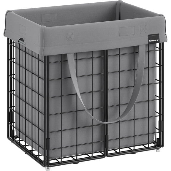 Laundry Hamper, 11 Gal. (50L) Laundry Basket, Collapsible Clothes Hamper, Removable and Washable Liner, Metal Wire Frame, for Bedroom Bathroom, Cream White