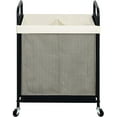 thumbnail image 1 of Laundry Hamper 2 Section, 100L Rolling Laundry Sorter Cart with Removable and Washable Liner Bag, Rolling Clothes Hamper with Metal Handle for Laundry Room and Bedroom, 1 of 13