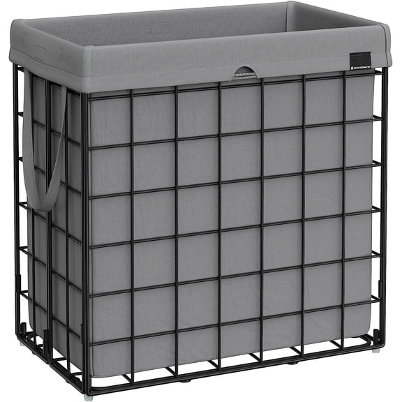 Laundry Hamper, 23.8 Gal. (90L) Laundry Basket, Collapsible Clothes Hamper, Black and White ULCB190W01