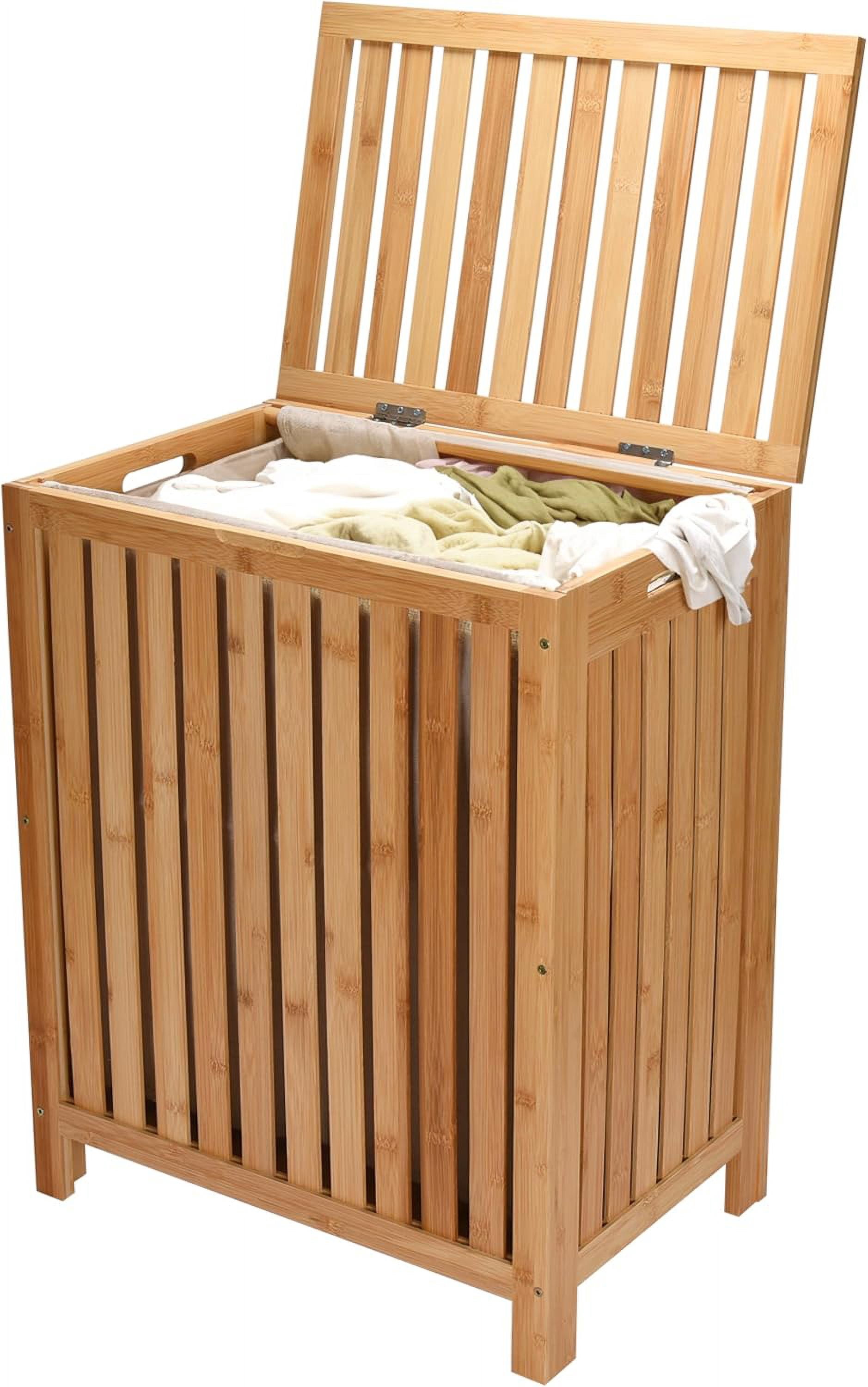 Laundry Hamper - 25x20x13-Inch Waterproof Bamboo Laundry Basket with ...