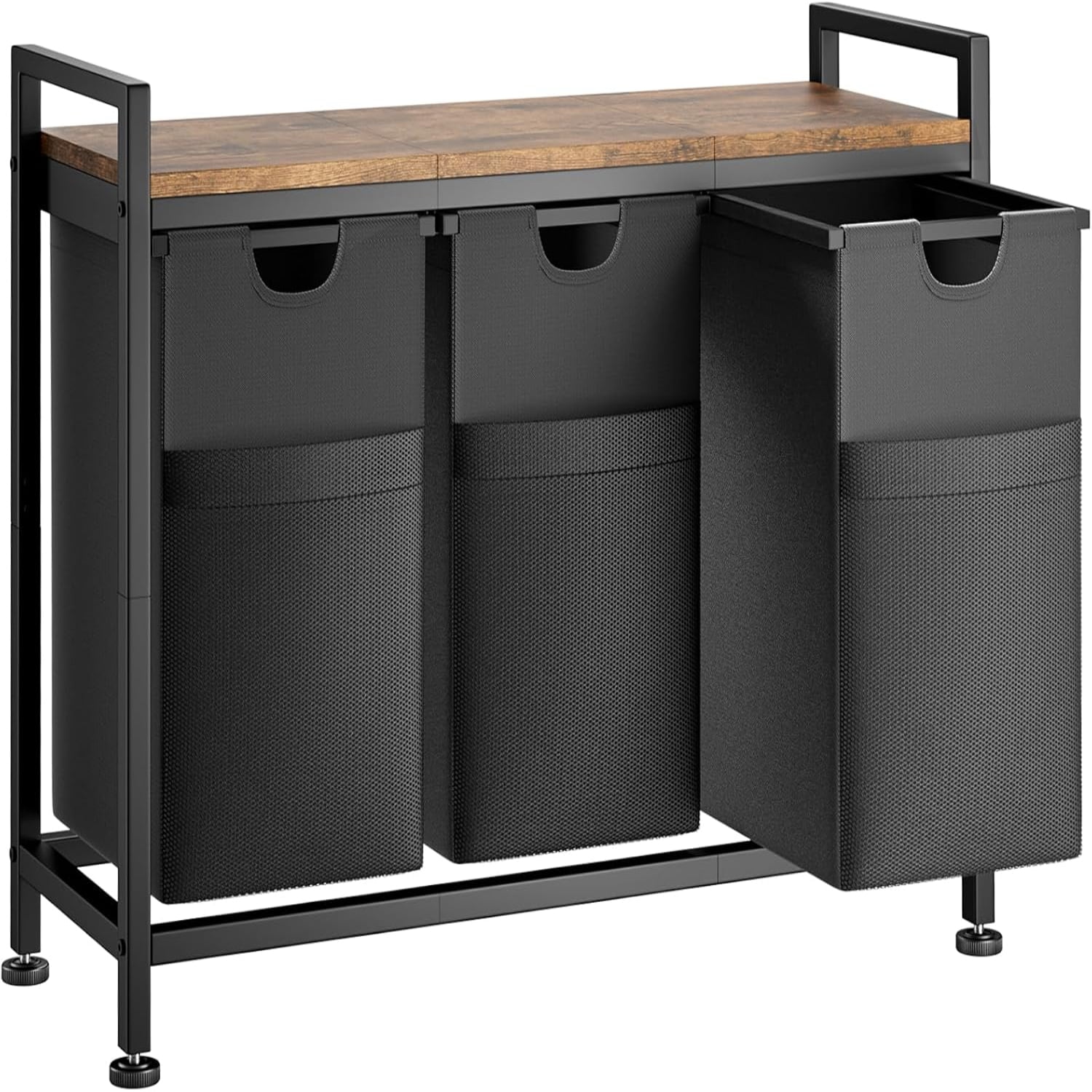 Laundry Hamper 3 × 12.5 Gal (142L) Laundry Basket Organizer with 3 Pull