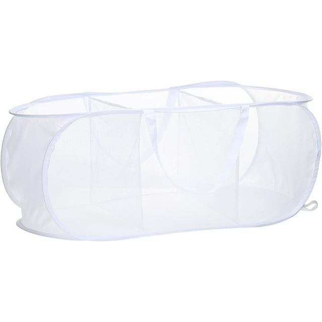 Laundry Hamper, 3 Compartment Collapsible Mesh Laundry Basket with