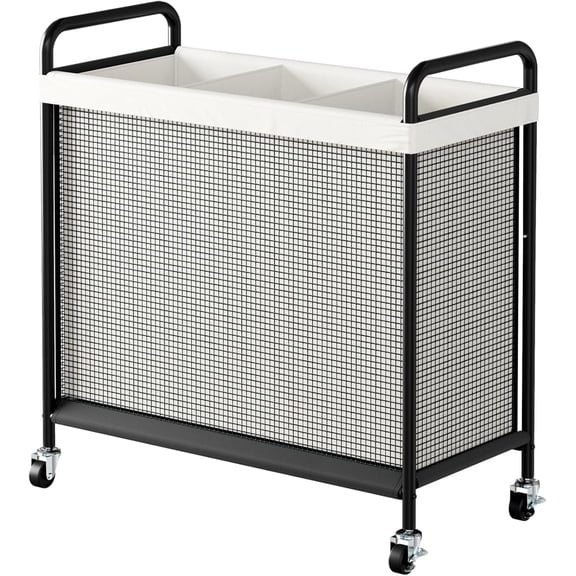 Laundry Hamper 3 Section, 120L Rolling Laundry Basket with wheels and Removable Liner Bag, Laundry Sorter with Metal Handle, Large Clothes Hamper for Laundry Room, Bathroom and Dorm, Beige