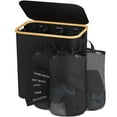 thumbnail image 1 of Ultimate Laundry Sorter: 145L Hamper with 3 Removable Bags & Lid - Extra Large Foldable Basket for Bedroom or Laundry Room, Black, Labels for Sorting Clothes, 1 of 8