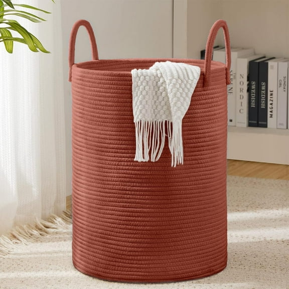 Laundry Hamper Basket, Woven 58L Tall Laundry Basket for Blanket Organizer- Clothes Hamper Baby Nursery Hamper for Blanket Storage in Bedroom