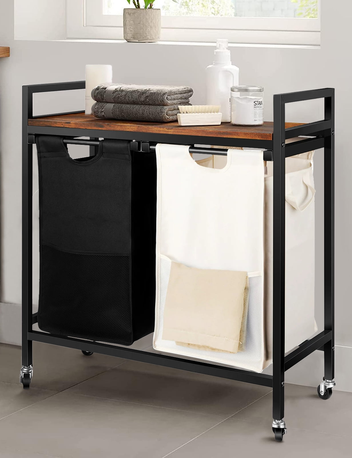 Laundry Hamper Cart,Tilt out Clothes Hamper Sorter with Removable
