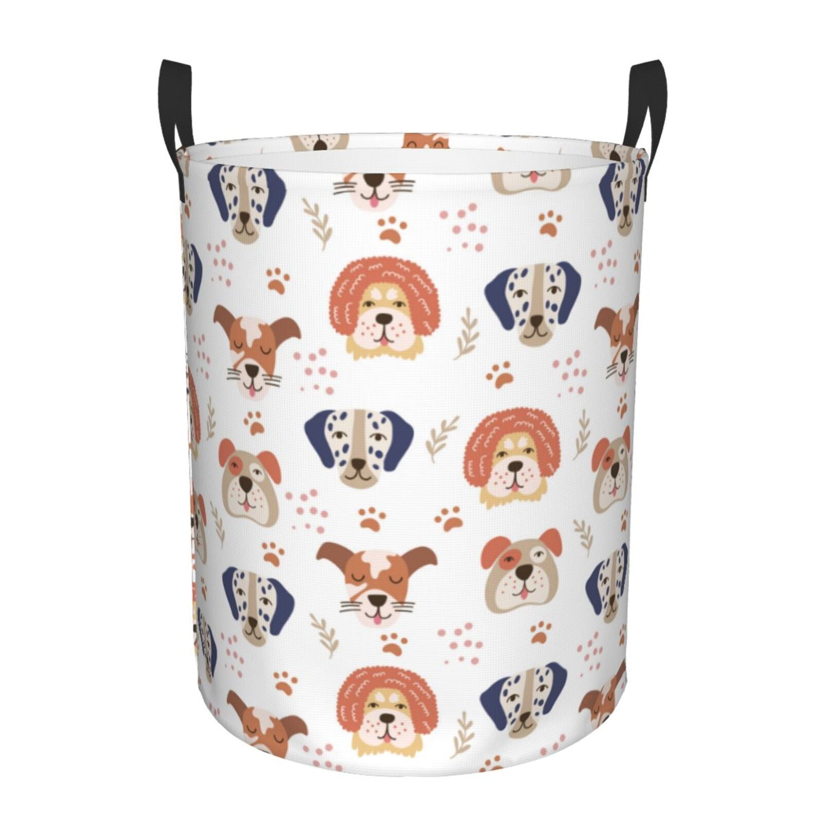 Laundry Hamper Circular Laundry Basket, Cute Dog Puppy leaf Dirty