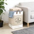 thumbnail image 1 of Laundry Hamper, Freestanding Clothes Basket with Handles, Foldable Laundry Bin for Easy Storage, Stylish Linen Laundry Container (Beige), 1 of 6