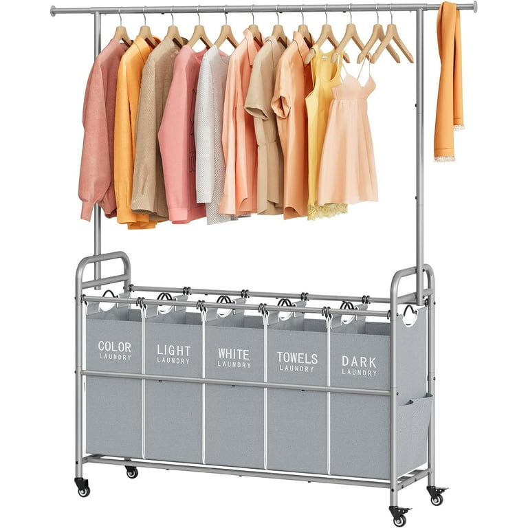 Laundry Hamper with Hanging Rack, Section Laundry Sorter