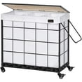 thumbnail image 1 of Laundry Hamper with Heavy Duty Caster Wheels; 3 Sections Clothes Hamper with Lid; 132L Laundry Basket with Removable Liner Bag; Laundry Sorter with Metal Handle (White), 1 of 16